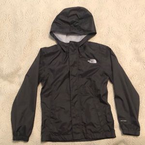The North Face waterproof jacket with purple fish net inside, Size girls 7/8